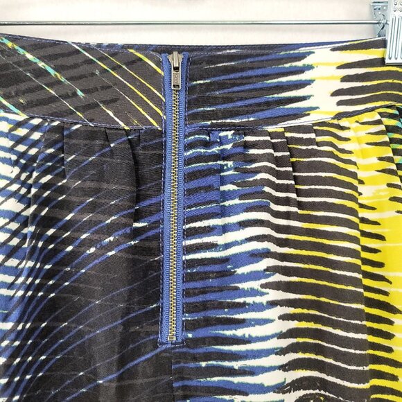 Ann Taylor Loft Abstract Print A-Line Skirt Zipper Blue Black Yellow Sz 8 - Picture 5 of 9